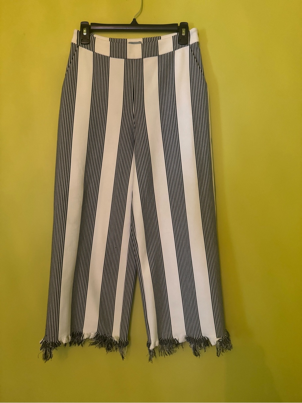 Y2K style Abbeline Striped Raw Hem Pants 🖤🤍